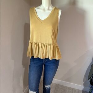 Yellow Peplum Sleeveless Top